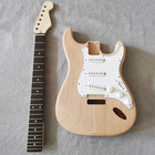 Diy Strat Guitar Kit 2pcs Mahogany Body 1pc Maple Neck Bone Nut Bolt On Hardware
