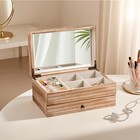 Jewelry Box Organizer For Women  2 Layer Wood Storage  With Mirror