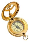Antique Brass Sundial Compass Pocket Push Button Maritime Vintage Gift