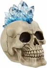 Colorful Led Night Light Mohawk Crystal Hair Skull Figurine Macabre Statue Decor