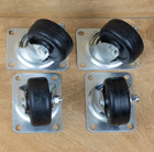 Set Of 4 Swivel Caster Hard Rubber Wheels Ball Bearing Top Plate Heavy Duty 3 