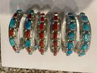 Navajo Sterling Silver   Natural Red Coral Row Cuff