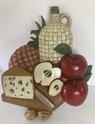 Vintage Plastic Wall Hangings Food Burwood Products 1972 Fruit Cheese Wine Retro