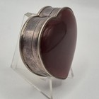 Vintage Sterling Silver 925 Red Carnelian Heart Shaped Trinket Pill Box