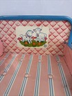 Vintage 1950s J  Chein Tin Pink Baby Doll Bed With Sheep Theme