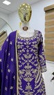 Stylish Look Purple Color Chinnon Silk Top And Palazzo With Dupatta For Wedding