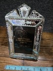 Venetian Style Beveled Etch Mirror Glass Easel Photo Frame 9    Tall Takes A 5x3 5