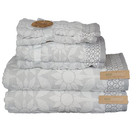 Eco Melange 6pc White Gray Cotton Towel Set 2bath 2hand 2tip Eco-friendly