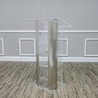 Returned Item Clear Acrylic Plexiglass Podium Curved Sides Pulpit Lectern Confer