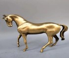 Brass Carved Horse Statue Sculpture Feng Shui Figurine Decor