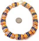 Authentic Recycled Glass Orange Banded African Trade Beads-ghana