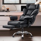 Large Executive Pu Leather Office Chair With Adjustable Armrests And Footrest