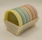 Vintage Tupperware Pastel Wagon Wheel Coasters  Complete Set Of 6
