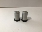 Vintage Set Aluminum Salt And Pepper Shakers Black Plastic Base Made In Usa
