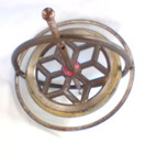 Vintage 1950   s Metal Gyroscope Red Center Spinning Top Classic Toy 4  Tall
