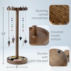 Crystal Pendulum Stand With Tray  Walnut Moon Phase Stone Jewelry Display Holder