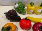 Lot Of 10  Hand Blown Glass Fruits   Vegetables Art Glass Deco Retro Mcm