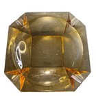 Vtg Ashtray Square Heavy Amber Glass Cigar Cigarette 8 Inch Art Deco 4 Slot