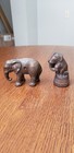 Pair Of Vintage Gold Painted Cast Iron Elephant Coin Banks