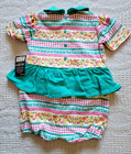 Vintage Okie Dokie 18 Months Girls Romper Bubble Shortall Ruffled Cotton Nwt