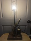 Wood Base Flintlock   Lantern Lamp   Nightlight  No Shade  Both Work   Vtg