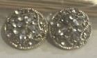Vintage Lot Of Two Rhinestone Silver Tone Sewing Buttons  Unique   50   
