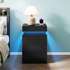 Led Night Stand With Gun Drawer  Bedside Table With Charging Station  3-drawers