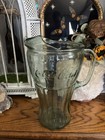 Vintage Green Large 64 Oz Coca Cola Glass Pitcher Coke Fluted Ice Spout Heavy