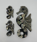 Vintage Abalone Shell Lucite Seahorse Wall Art Set Of 3 Mcm Retro Coastal Charm