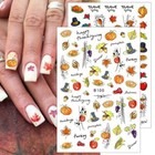 8 Sheets Nail Decals 3d Self-adhesive Autumn Pumpkins Nail Art Thanksgiving