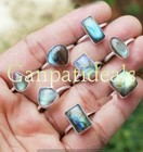 Sale    Labradorite Gemstone Ring Wholesale Lot 925 Sterling Silver Plated Rings