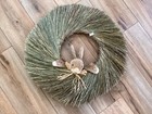 Pottery Barn Easter Bunny Wreath Natural Sisal Grass Twig Spring New 24   