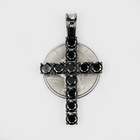 Tennis Chain W  Cross Solid Real 925 Sterling Silver 4mm Black Cz 1 Row