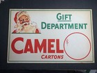 1940   s Camel Cigarettes Cardboard Sign Santa Claus Christmas Original Nos