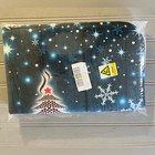 Festive Winter Holiday Snowflake Tree Design Bathroom Mat Christmas Blue Nwt