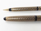 Vintage Lady Sheaffer Fountain Pen   Pencil Set Gold W  Black Trim  Untested