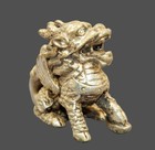 Vintage Chinese Ornate Qilin Figurine Silver Tone Antique Collectible Decor