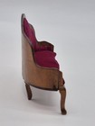 Vintage Dollhouse Miniature Victorian Sofa Red Velvet Furniture 