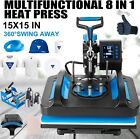 8 In 1 Heat Press Machine Sublimation Printing 15 x15  For T-shirt Mug Hat Plate