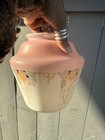 Vintage Art Deco Glass Lamp Shade Hanging Flowers Pink Orange Green Art Nouveau