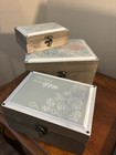 Coastal Set Of 3 Wooden Decorative Storage Boxes W  Lid  Nautical Floral Design