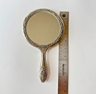 Vintage Vanity Mirror   Brush Set Silver Tone Ornate Floral Design