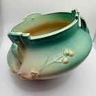 Roseville Ixia Green Hanging Basket Planter 1937 Vintage Art Pottery
