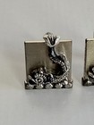 Vintage Swank Co Cuff Links Sterling Silver Koi Dragon Fish Dolphin Asia Mcm
