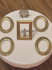 Dollhouse Miniature 6 Pc  Set Of Jacquelines 4 Oval 1 Oblong Gold Frames 1 12