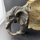 Vtg Heavy Bronze Elephant Statue With Ornate Brass Saddle   Wood Ball 10    X 8   