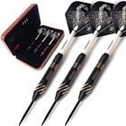 Steel Tip Darts Set 20 22 24g With Deluxe Pu Case  Black