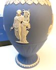 Wedgwood Pale Blue Jasperware Classical Footed Vase  8  With Box