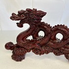 Chinese Feng Shui Dragon Figurine Luck   Success Deep Red Vintage 12    Free Ship