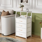 White Tall 4-drawer Dresser With Wood Top And Steel Frame For Bedroom Closet